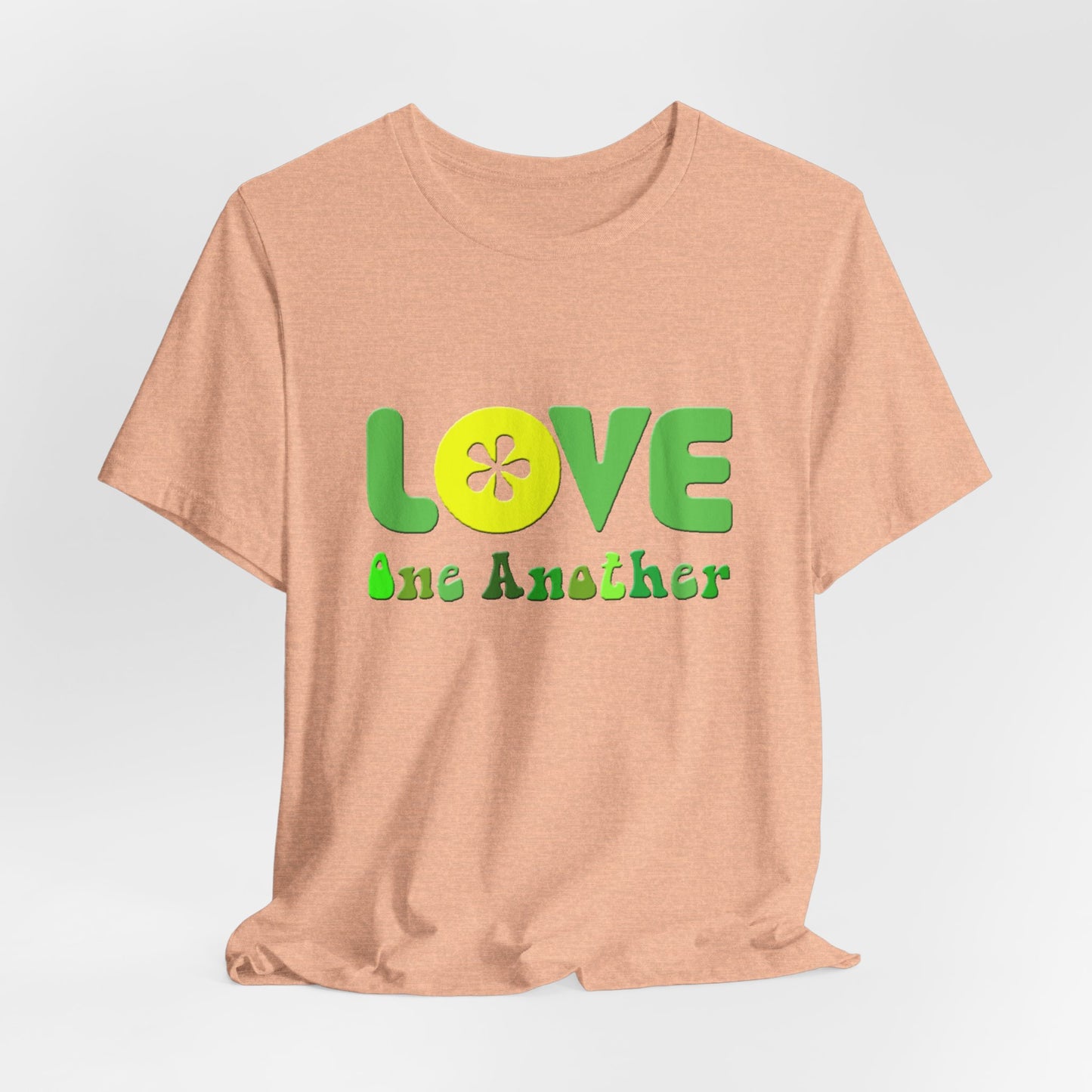 Love One Another Green Yellow T-Shirt Short Sleeve