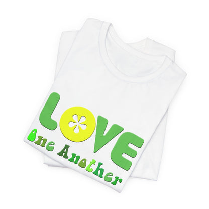 Love One Another Green Yellow T-Shirt Short Sleeve