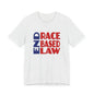 END RACE BASED LAW Blue Red T-Shirt Short Sleeve