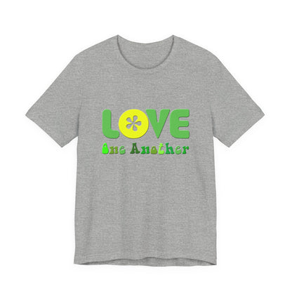 Love One Another Green Yellow T-Shirt Short Sleeve