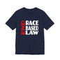 END RACE BASED LAW  Red White T-Shirt Short Sleeve