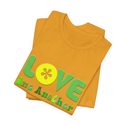 Love One Another Green Yellow T-Shirt Short Sleeve