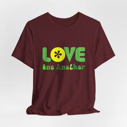Love One Another Green Yellow T-Shirt Short Sleeve