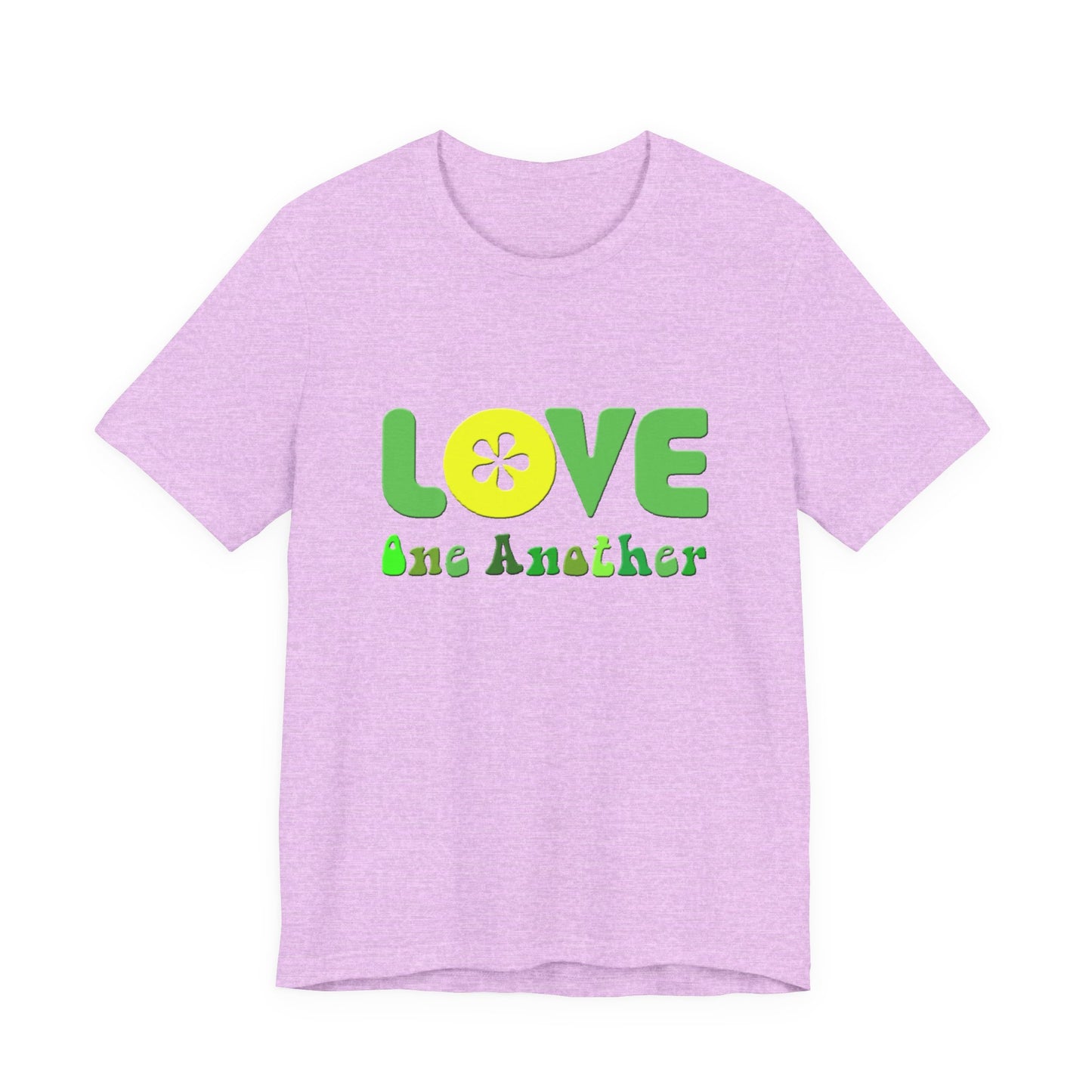 Love One Another Green Yellow T-Shirt Short Sleeve