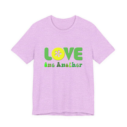 Love One Another Green Yellow T-Shirt Short Sleeve