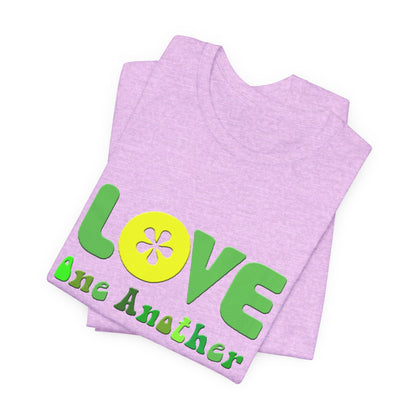 Love One Another Green Yellow T-Shirt Short Sleeve