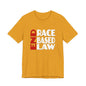 END RACE BASED LAW  Red White T-Shirt Short Sleeve