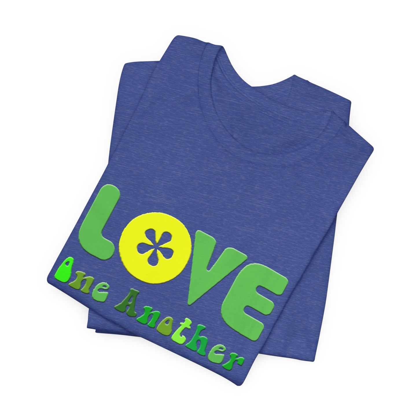 Love One Another Green Yellow T-Shirt Short Sleeve
