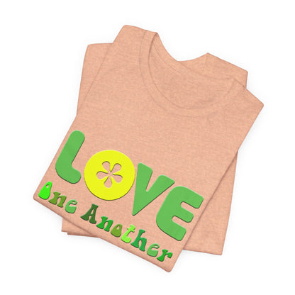 Love One Another Green Yellow T-Shirt Short Sleeve