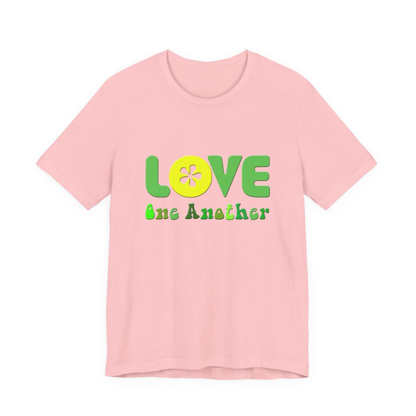 Love One Another Green Yellow T-Shirt Short Sleeve
