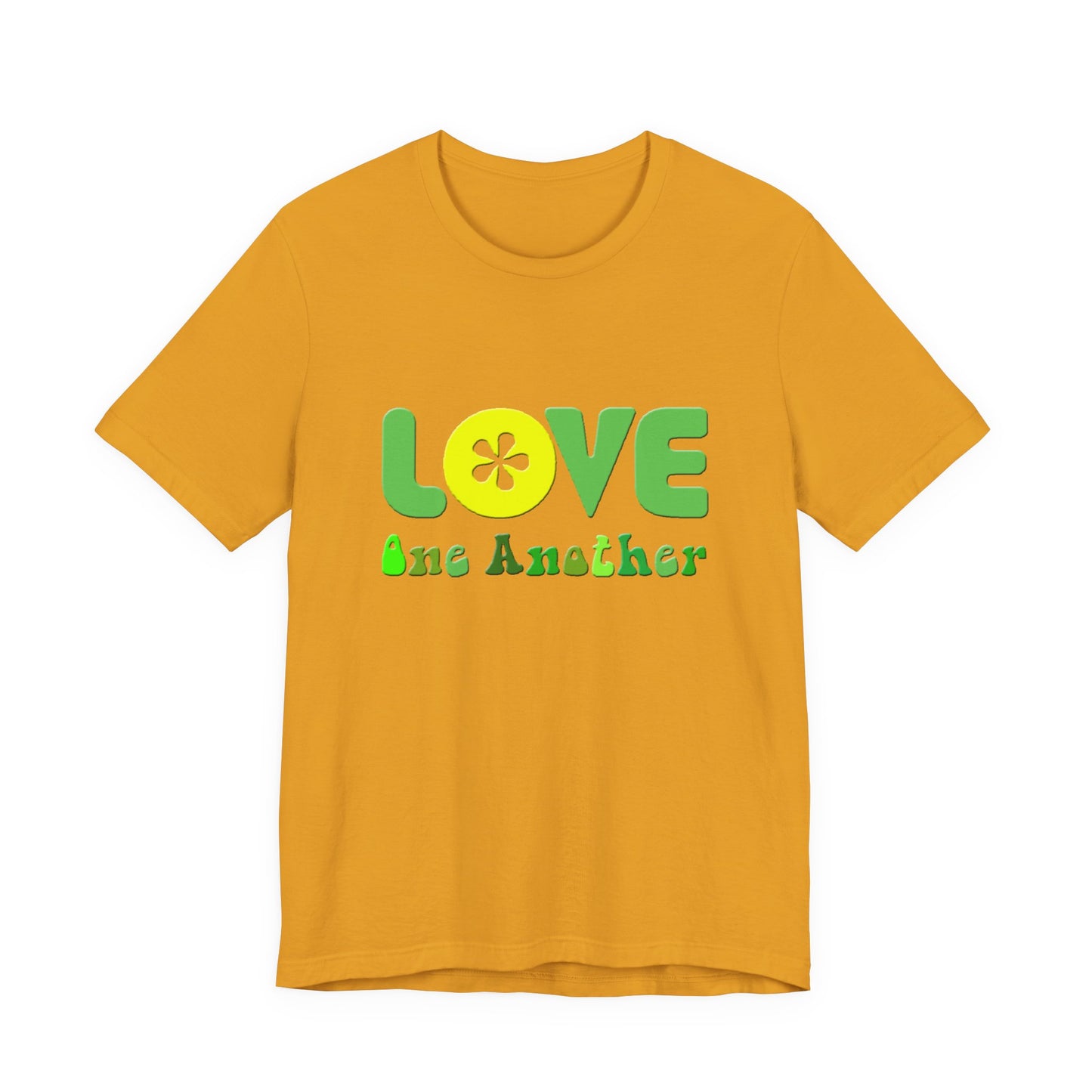 Love One Another Green Yellow T-Shirt Short Sleeve