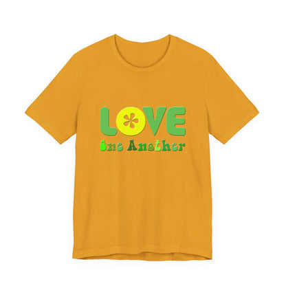 Love One Another Green Yellow T-Shirt Short Sleeve