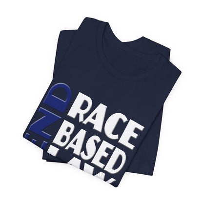 END RACE BASED LAW Blue White T-Shirt Short Sleeve
