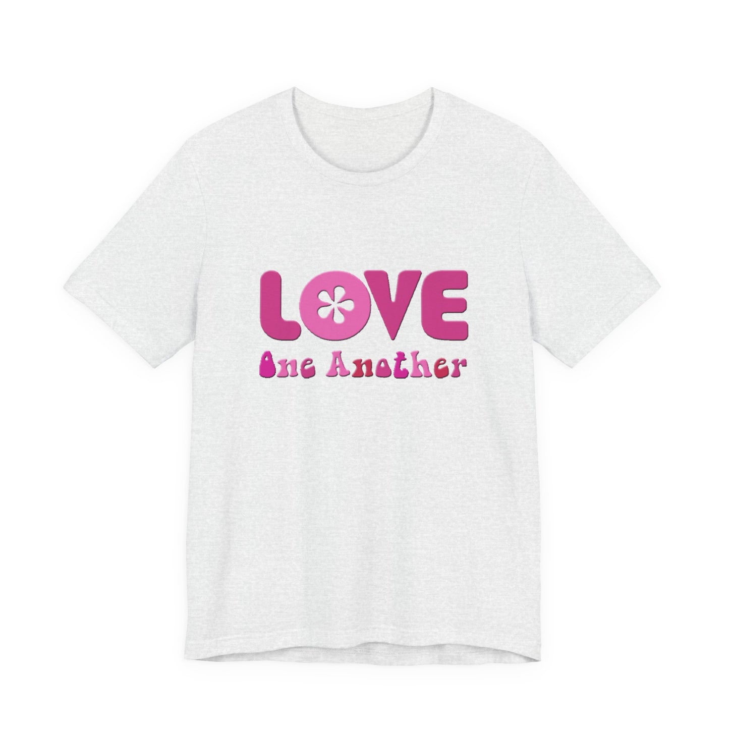 Love One Another T‑Shirt — Retro Pink Flower Peace Tee