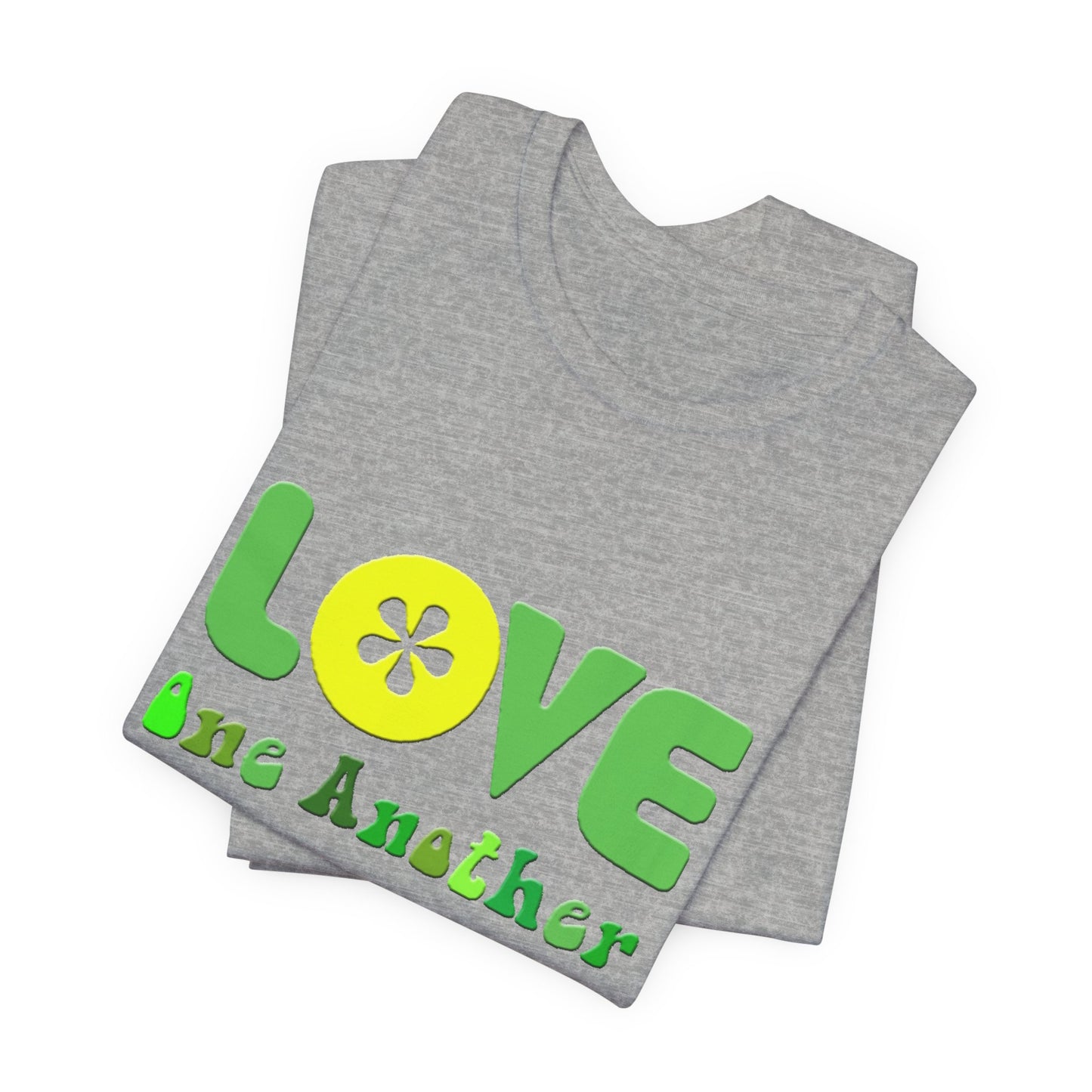 Love One Another Green Yellow T-Shirt Short Sleeve