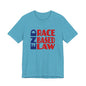 END RACE BASED LAW Blue Red T-Shirt Short Sleeve