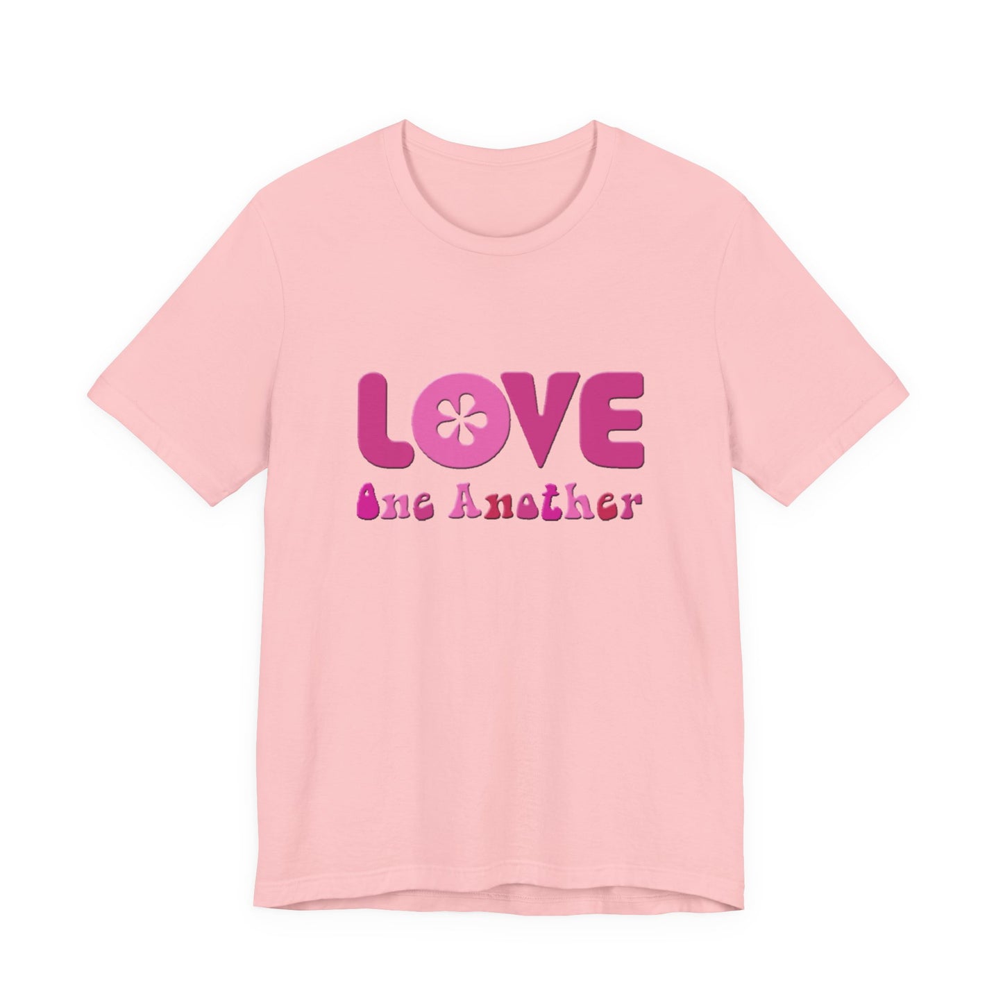 Love One Another T‑Shirt — Retro Pink Flower Peace Tee