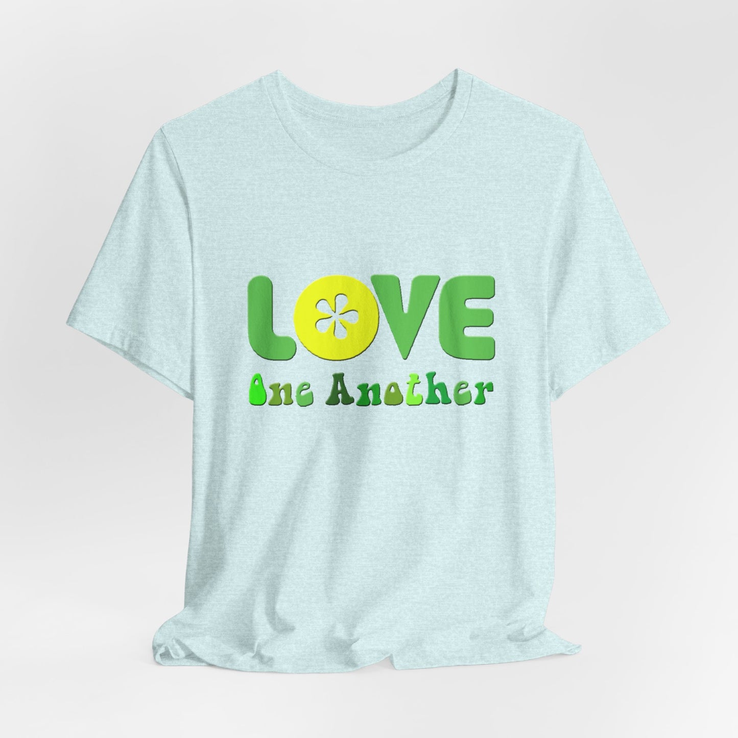 Love One Another Green Yellow T-Shirt Short Sleeve