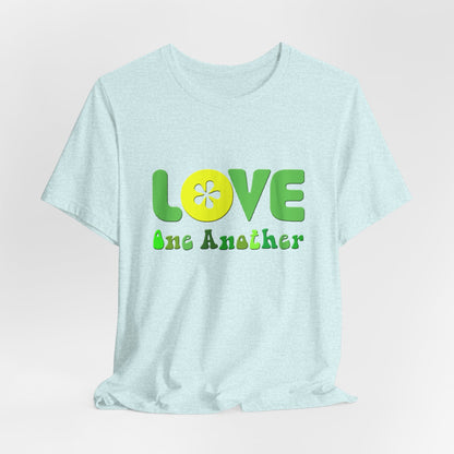 Love One Another Green Yellow T-Shirt Short Sleeve