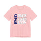 END RACE BASED LAW Blue White T-Shirt Short Sleeve