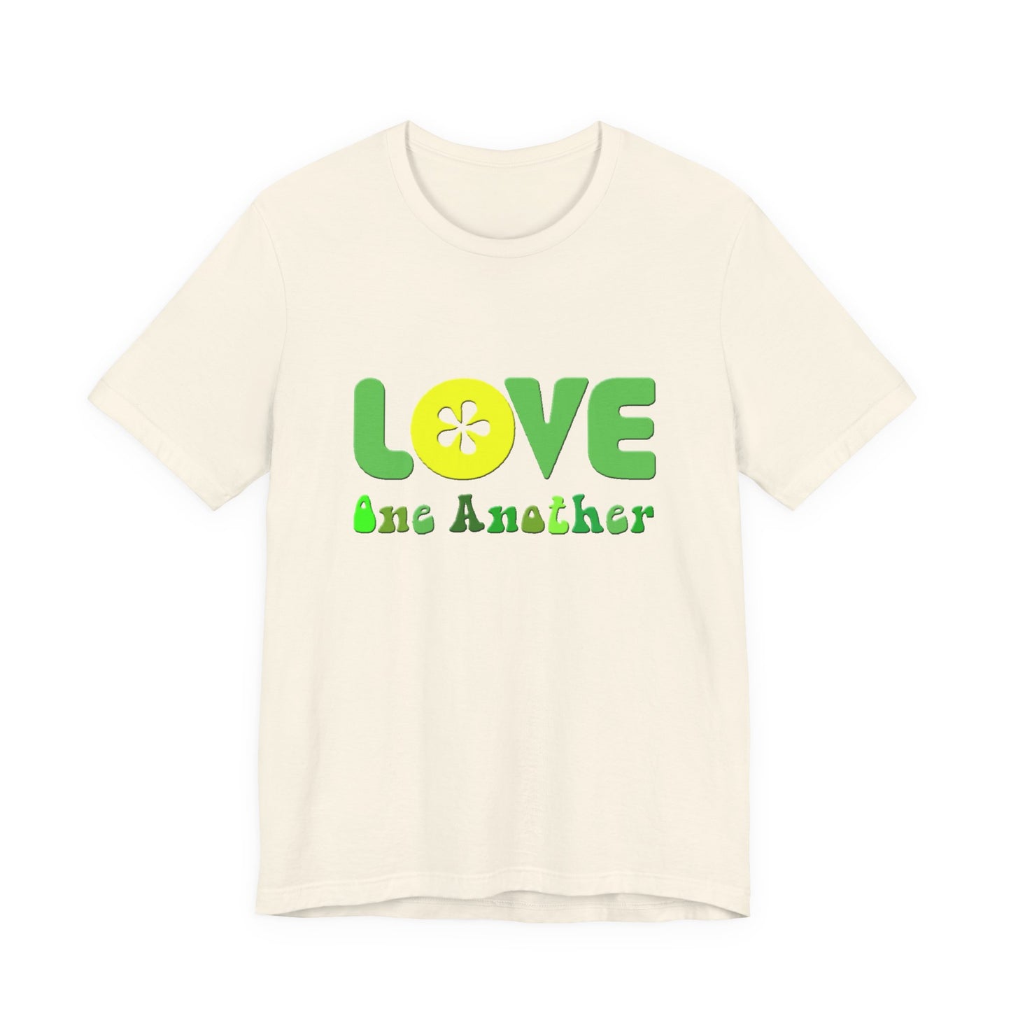 Love One Another Green Yellow T-Shirt Short Sleeve