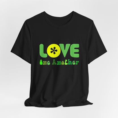 Love One Another Green Yellow T-Shirt Short Sleeve