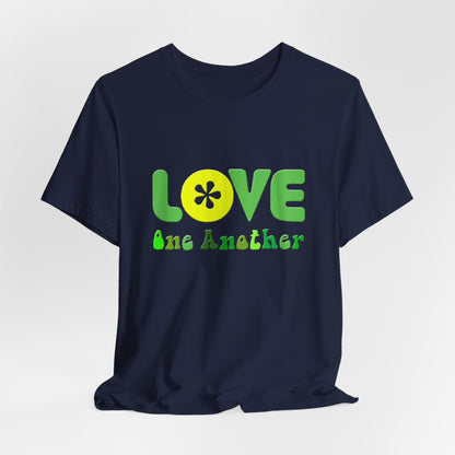 Love One Another Green Yellow T-Shirt Short Sleeve